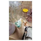 Westmoreland 40th Anniversary Hand Painted Glass Basket and Misc Jars