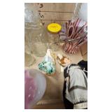 Westmoreland 40th Anniversary Hand Painted Glass Basket and Misc Jars