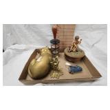 Vintage Ice Crusher, Plaster Cat, Music Box, Beaded Whimsey Purse