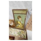 Victorian Art Glass Basket with Candy stripe Pattern and Storage Boxes