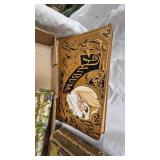 Victorian Art Glass Basket with Candy stripe Pattern and Storage Boxes