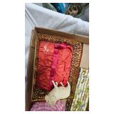 Victorian Art Glass Basket with Candy stripe Pattern and Storage Boxes