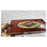 Post Card Collection, wood Storage Box and Vintage Items