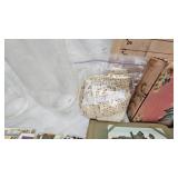 Post Card Collection, wood Storage Box and Vintage Items