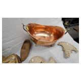 Hammered Copper Style Bowl and Vintage Knick Knacks