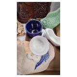 Hammered Copper Style Bowl and Vintage Knick Knacks