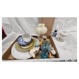 Minature Oil Lamps, Plates, Cup and Saucer, Hand Painted Lamp Shade