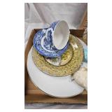 Minature Oil Lamps, Plates, Cup and Saucer, Hand Painted Lamp Shade