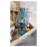 Minature Oil Lamps, Plates, Cup and Saucer, Hand Painted Lamp Shade