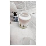 Minature Oil Lamps, Plates, Cup and Saucer, Hand Painted Lamp Shade