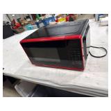 Compact Red Trim Microwave
