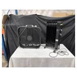 Box Fan and Radiator Heater