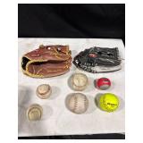 Baseball/Softball Gloves & Balls Lot