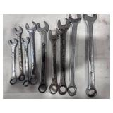 Assorted Wrench Lot including both open-end and combination types, varying in size and condition.
