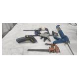 Assorted Clamps, Caulk Gun, Thermometer
