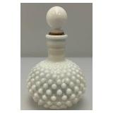 Vintage FENTON Hobnail Clear And White Perfume Bottle With Cork Stopper