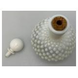 Vintage FENTON Hobnail Clear And White Perfume Bottle With Cork Stopper