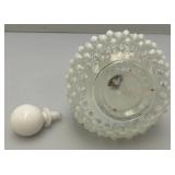 Vintage FENTON Hobnail Clear And White Perfume Bottle With Cork Stopper