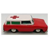 Vintage 1965 China MF-732 Ford Fairlane Ambulance With Siren Friction Car In Original Box (WORKS)