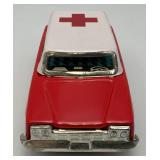 Vintage 1965 China MF-732 Ford Fairlane Ambulance With Siren Friction Car In Original Box (WORKS)