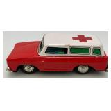 Vintage 1965 China MF-732 Ford Fairlane Ambulance With Siren Friction Car In Original Box (WORKS)