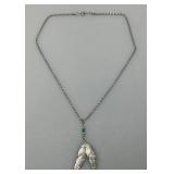 Vintage Native American Style Necklace With Feathers And Turquoise