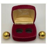 Vintage 24K Gold Plated 5/8" "BEN WA" Balls In Original Case