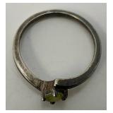 SIZE 6 Silver 925 Marked Green Stone Ring  1.91 Grams