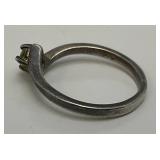 SIZE 6 Silver 925 Marked Green Stone Ring  1.91 Grams