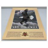 Unframed Vintage SAVE THE EAGLE Miller Beer Poster