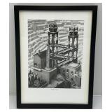 Framed Behind Glass M.C. Escher "Waterfall" Print 12 3/4" x 16 3/4"