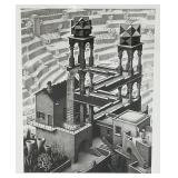 Framed Behind Glass M.C. Escher "Waterfall" Print 12 3/4" x 16 3/4"