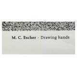 Framed Behind Glass M.C. Escher "Drawing Hands" Print 12 3/4" x 16 3/4"