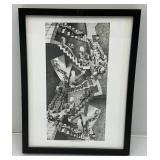 Framed Behind Glass M.C. Escher "House Of Stairs" Print 12 3/4" x 16 3/4"