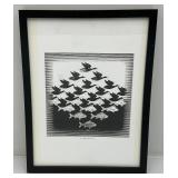 Framed Behind Glass M.C. Escher "Sky And Water I" Print 12 3/4" x 16 3/4"