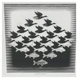 Framed Behind Glass M.C. Escher "Sky And Water I" Print 12 3/4" x 16 3/4"