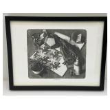 Framed Behind Glass M.C. Escher "Reptiles" Print 12 3/4" x 16 3/4"