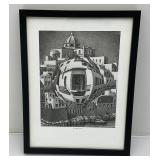 Framed Behind Glass M.C. Escher "Balcony" Print 12 3/4" x 16 3/4"