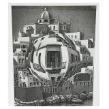 Framed Behind Glass M.C. Escher "Balcony" Print 12 3/4" x 16 3/4"