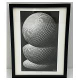 Framed Behind Glass M.C. Escher "Three Spheres I" Print 12 3/4" x 16 3/4"
