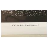 Framed Behind Glass M.C. Escher "Three Spheres I" Print 12 3/4" x 16 3/4"