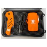 NRA Survival Kit Including Electric Torch, Flashlight, Charging Cable And Knife In Water Proof Case