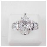 Lady’s 14K White Gold Synthetic Cubic Zirconia Ring with Marquise Center. Size 10.
