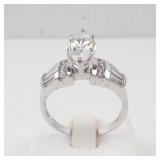 Lady’s 14K White Gold Synthetic Cubic Zirconia Ring with Marquise Center. Size 10.