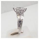 Lady’s 14K White Gold Synthetic Cubic Zirconia Ring with Marquise Center. Size 10.
