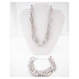 Eisenberg Ice Necklace & Bracelet Set - Clear Crystal Stones, Silver Tone