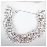 Eisenberg Ice Necklace & Bracelet Set - Clear Crystal Stones, Silver Tone