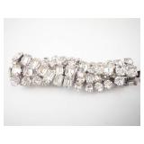 Eisenberg Ice Necklace & Bracelet Set - Clear Crystal Stones, Silver Tone