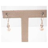 14K Gold Pearl & Diamond Dangle Earrings