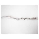 Sterling Silver Oval Agate Pendant Necklace - Beaded Edge Bezel Chain